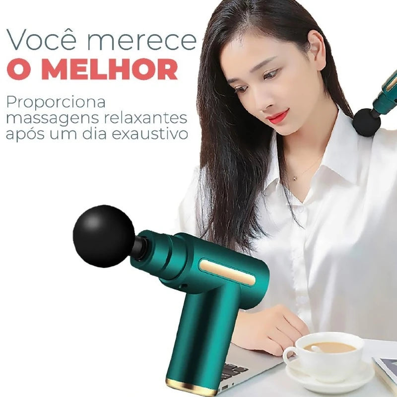 Pistola Massageadora Elétrica Profissional Muscular Recarregável Linha Premium